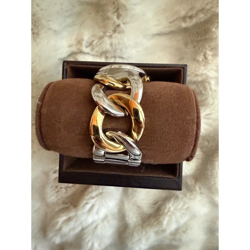 Michael Kors MK5634 Two Tone Silver Gold Runway Chain Link Chronograph Watch